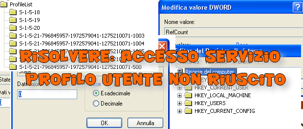 Accesso servizio profili non riuscito su Windows 7