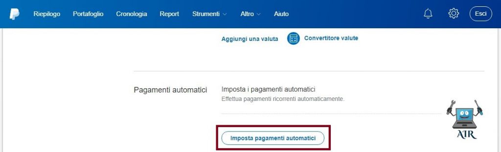 disattivare pagamenti automatici PayPal