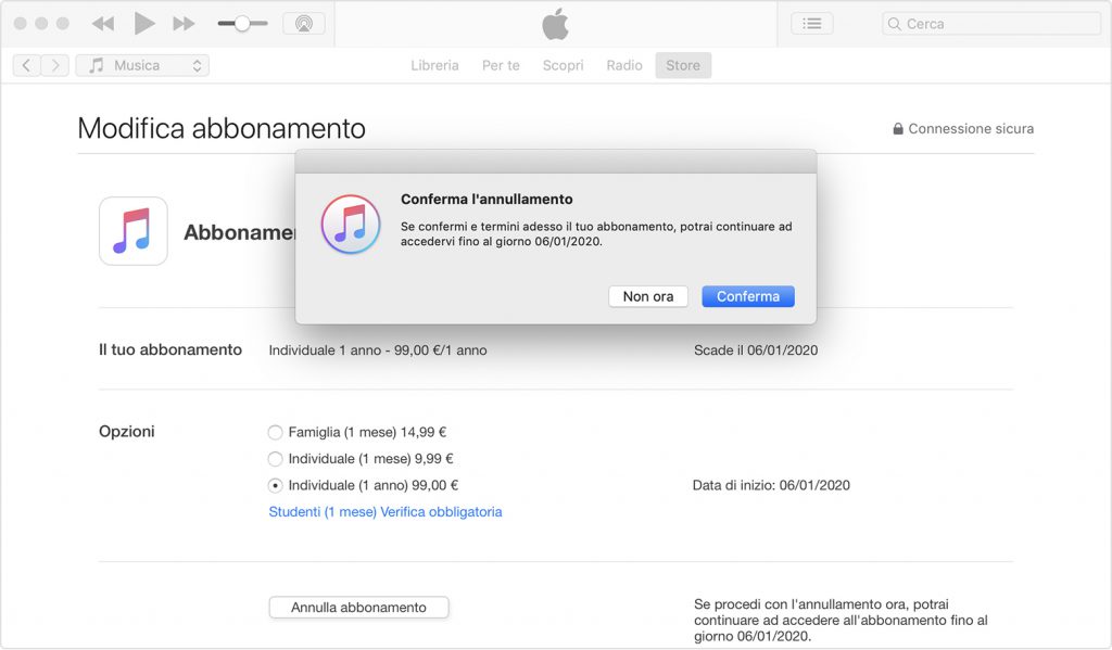 annullare abbonamento icloud