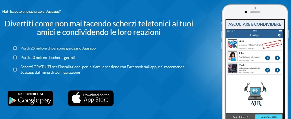 Juasapp scherzi telefonici, ecco come funziona Juasapp scherzi telefonici, ecco come funziona